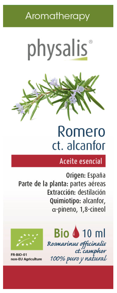 Aceite esencial de romero con alcanfor – 10 ml, Physalis, aromaterapia