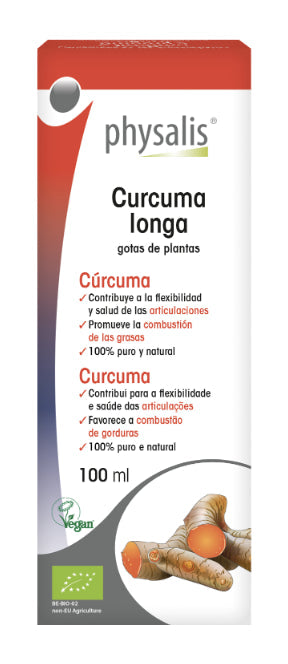 Tintura de Cúrcuma Orgánica Physalis 100ml para Articulaciones y Metabolismo