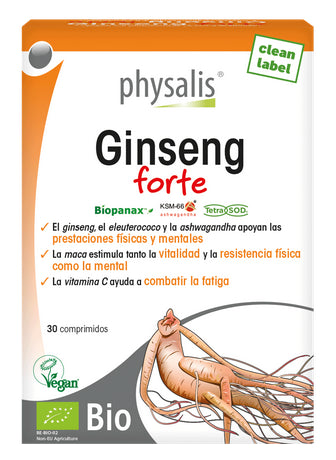 Suplemento Ginseng Forte con Physalis - 30 comprimidos energéticos