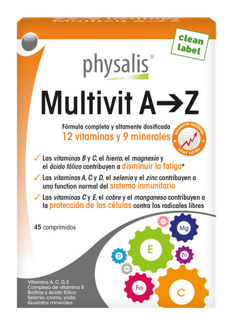 Multivitamina A-Z Physalis 45 Comprimidos Completo y Biodisponible