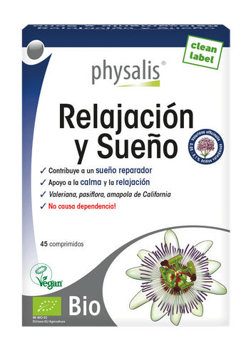 Suplemento Natural Physalis Relajación y Sueño 45 Comprimidos