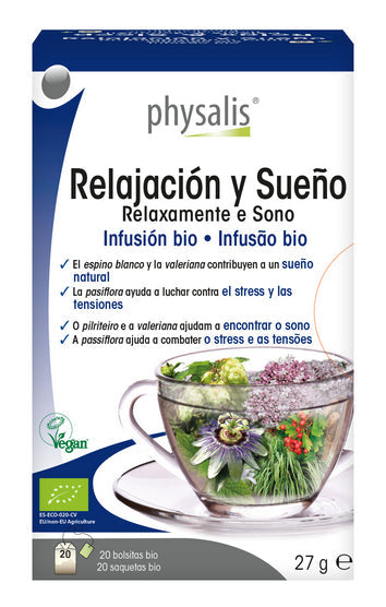 Infusión Relajación y Sueño Physalis 20 filtros de hierbas naturales