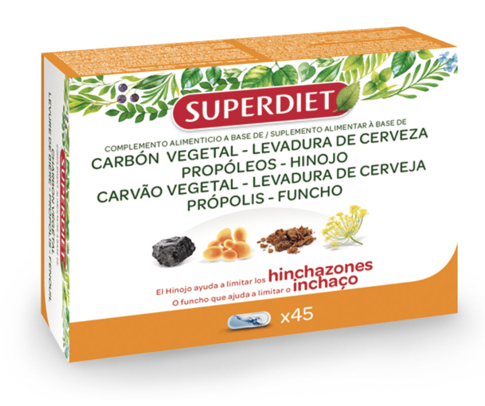 Cuarteto Hinchazones Superdiet 45 cápsulas para gases digestivos