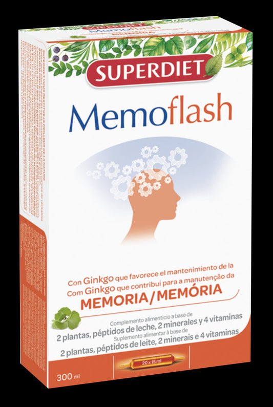 Memoflash Ampollas Superdiet 20 Unidades para Mejora de Memoria