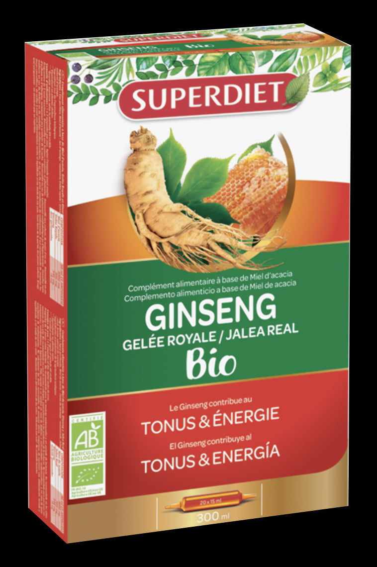 Potenciador Vitalidad Ginseng Jalea Real BIO Superdiet - 20 Ampollas Orgánicas