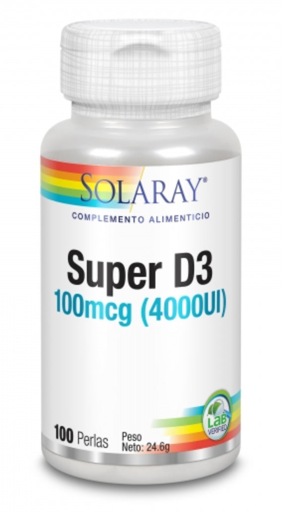 Vitamina D3 4000 UI Solaray – 100 Perlas Suplemento Premium