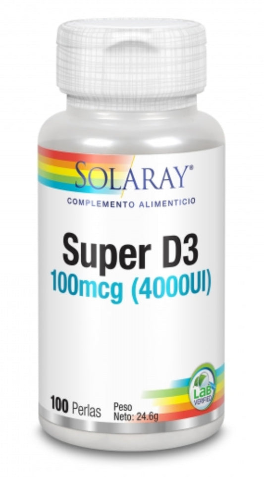 Vitamina D3 4000 UI Solaray – 100 Perlas Suplemento Premium