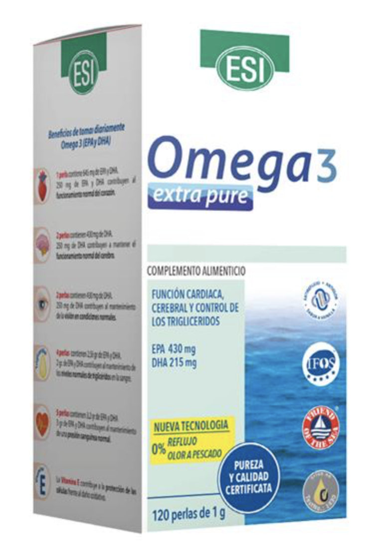 Omega 3 Extra Pure ESI 120 perlas alta concentración cardiovascular