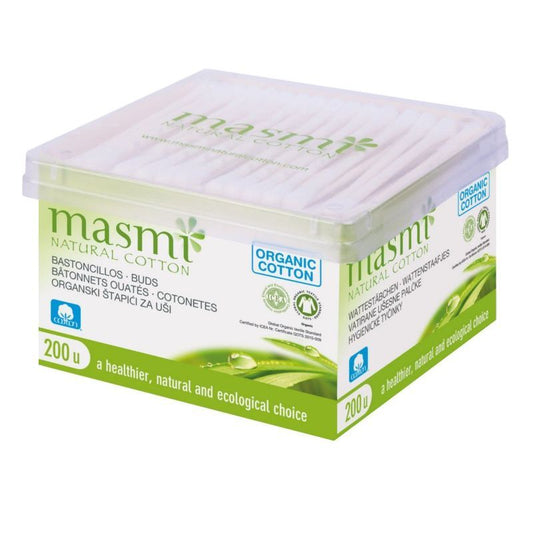 Bastoncillos de Algodón Ecológico Masmi 200 unidades sin químicos