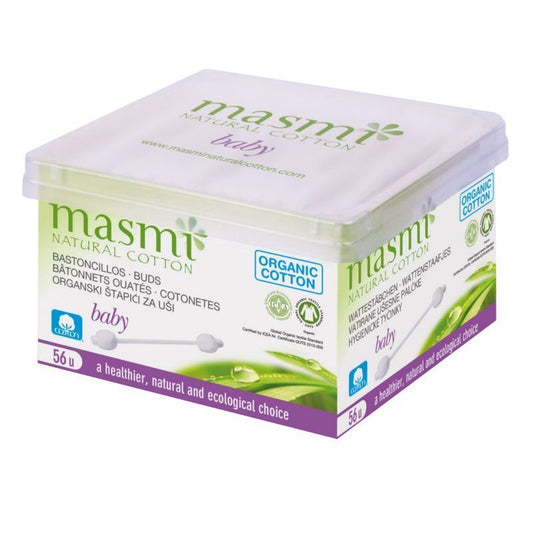 Bastoncillos de algodón ecológico para bebé Masmi – 56 unidades