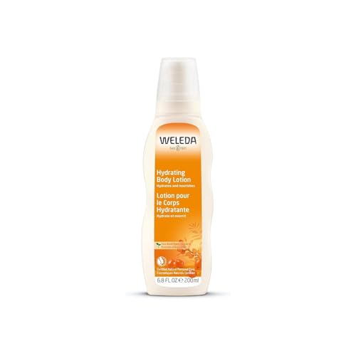 WELEDA Loción corporal orgánica rica en espino amarillo, revitalizante, proporciona una hidratación intensa durante hasta 48 horas para un cuidado rápido de la piel seca (1 x 200 ml)