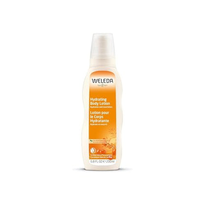 WELEDA Loción corporal orgánica rica en espino amarillo, revitalizante, proporciona una hidratación intensa durante hasta 48 horas para un cuidado rápido de la piel seca (1 x 200 ml)