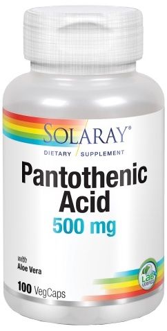 Ácido Pantoténico 500 mg Solaray – 100 Cápsulas Vitalidad B5