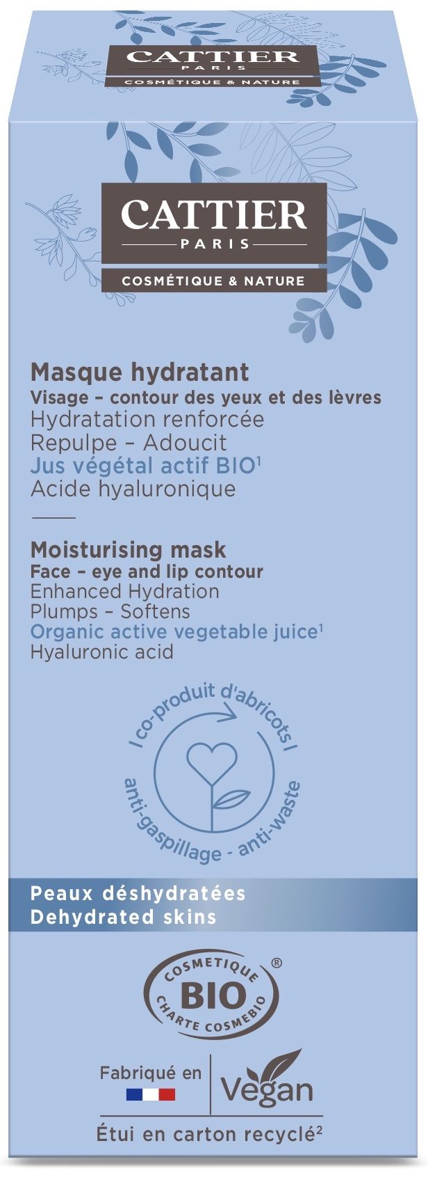 Mascarilla Hidratante Cattier 50ml con Aloe, Ácido Hialurónico y Camelia