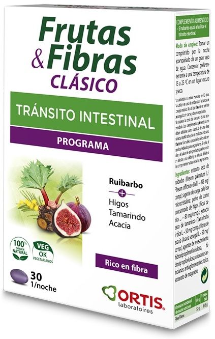 Frutas y Fibras Clásico Ortis 30 comprimidos para tránsito intestinal