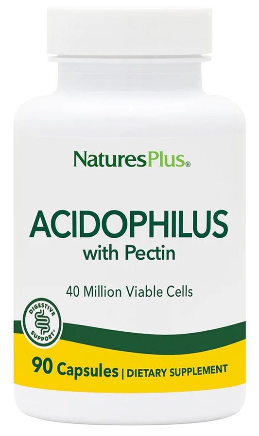 Probiótico Acidophilus Nature's Plus 90 Cápsulas para Salud Digestiva