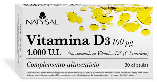 Vitamina D3 4000 UI Natysal - 30 Cápsulas de Alta Potencia