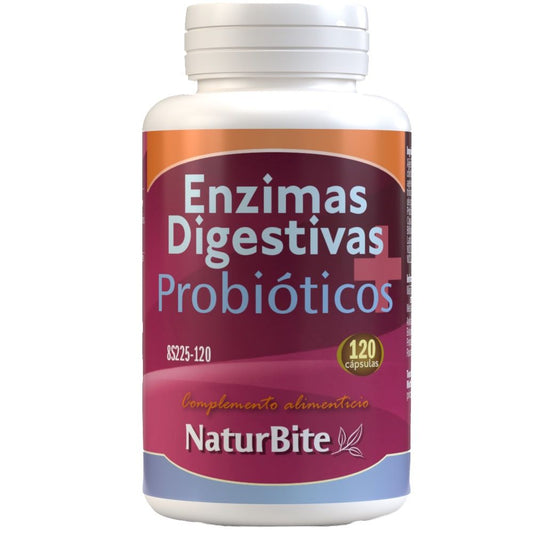 Enzimas Digestivas con Probióticos NaturBite 120 Cápsulas Potentes
