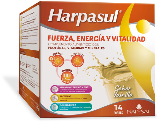 Harpasul Batido Fuerza, Energía y Vitalidad - Sabor Vainilla Natysal 14 sobres