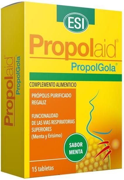 Propolaid Propolgola Menta 15 tabletas para alivio rápido de garganta