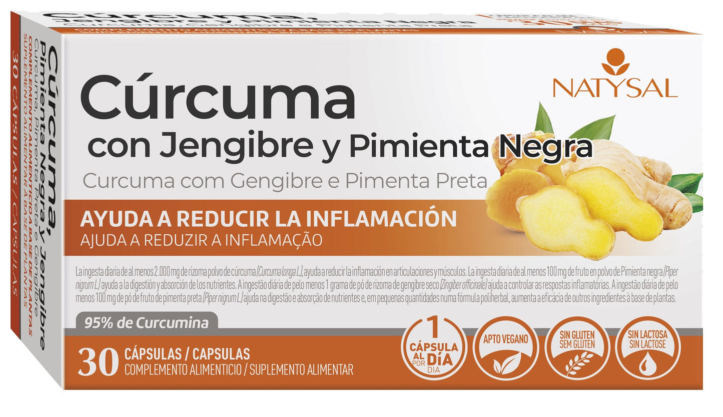 Cápsulas de Cúrcuma con Jengibre y Pimienta Negra Natysal