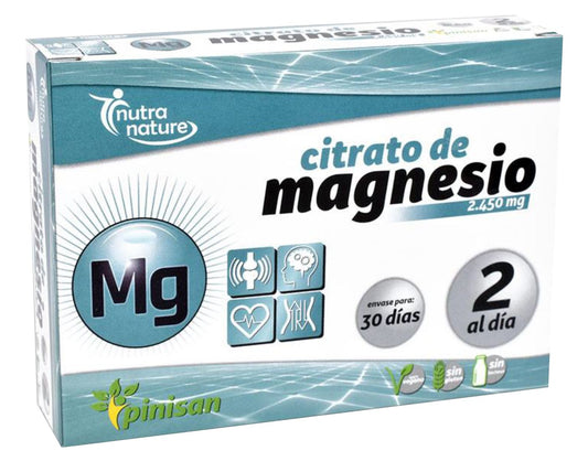 Citrato de Magnesio Pinisan 60 comprimidos alta absorción vegano