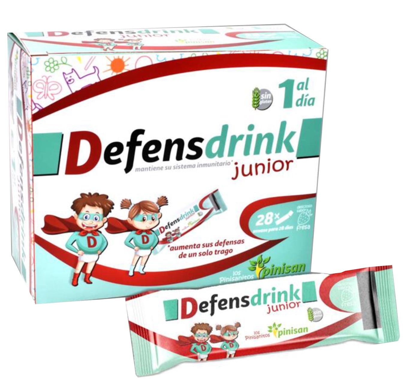 Defensdrink Junior Pinisan Barras de Fresa 28 Sticks para Niños