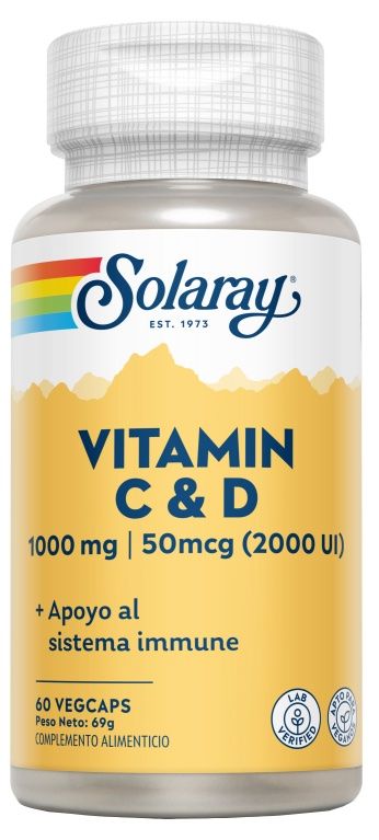 Vitamina C y D Solaray 60 cápsulas para inmunidad