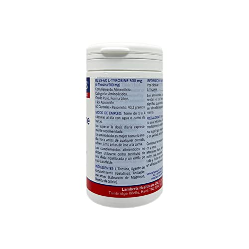 Lamberts L Tirosina 500mg - 60 Cápsulas
