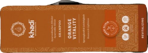 khadi ORANGE VITALITY Champú ayurvédico, 100% naturales, veganos, sin silicona ni sulfatos, vitalidad, volumen y rebote, rizos definidos, contra el cabello graso, Cosmética Natural Certificada, 200ml