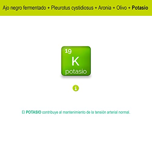Novadiet - PRESALTA Cápsulas con Ajo Negro, Pleurotus Cystidiosus, Aronia, Olivo y Potasio - Control de Tensión Arterial - Complemento Alimenticio Para el Bienestar Cardiovascular - 60 Cápsulas