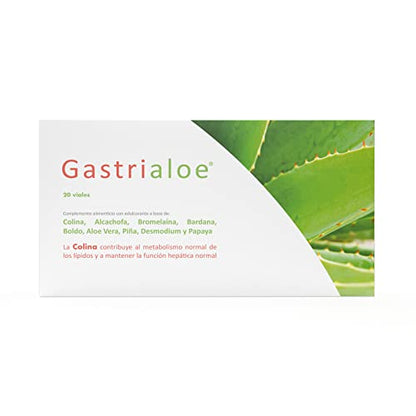 Gastrialoe Complemento Alimenticio a Base de Colina, Alcachofa, Bromelaína, Bardana, Boldo y Aloe Vera - Paquete de 20 x 10 ml - Total: 200 ml