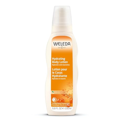 WELEDA Loción corporal orgánica rica en espino amarillo, revitalizante, proporciona una hidratación intensa durante hasta 48 horas para un cuidado rápido de la piel seca (1 x 200 ml)