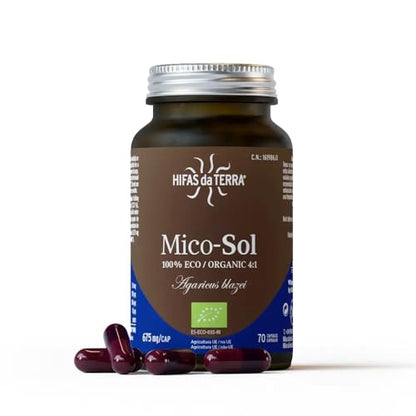 HIFAS DA TERRA - Mico-Sol - Extracto Puro de Champiñón de Sol - Extracto de Hongos - 70 Cápsulas