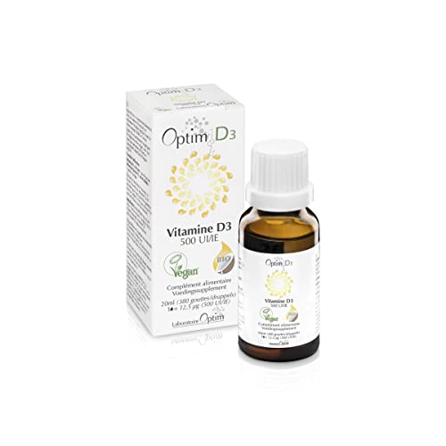 Vitamina D en gotas 500 UI vegana origen vegetal | liquen natural | Suplemento Bebe, niños, adultos, embarazo | Optim D3