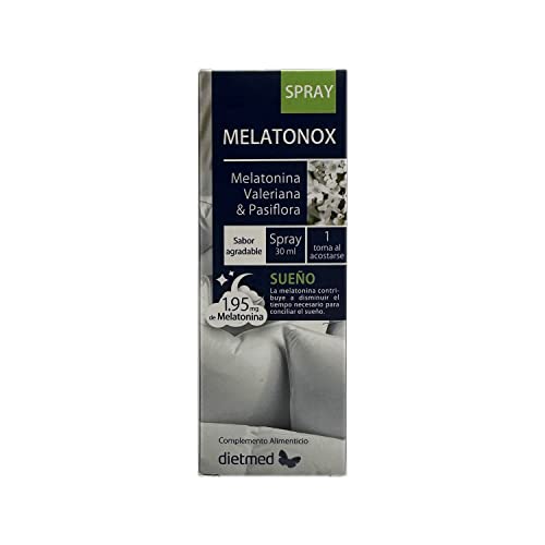 Dietmed | Melatonox Spray - 30 ml Spray Oral | Melatonina, Valeriana & Triptófano | 1,95mg de Melatonina | Sabor agradable