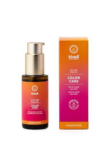 khadi COLOR CARE Aceite capilar ayurvédico, tratamiento capilar para fijar el color del cabello vegetal, brillo y protección UV, luminosidad, 100% vegetal y vegano, cosmética natural certificada 50ml