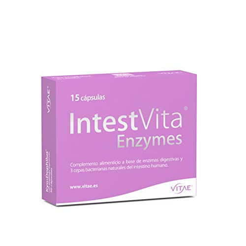 Vitae IntestVita Enzymes 15 cápsulas | Enzimas digestivas y probióticos | Combatir problemas digestivos | Acidez | Malas digestiones | Gases | Cuidado y salud digestiva