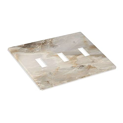 Beige Marble Light Switch Cover Decorative Wall plate Outlet Cover Receptacle Standard Size Unbreakable