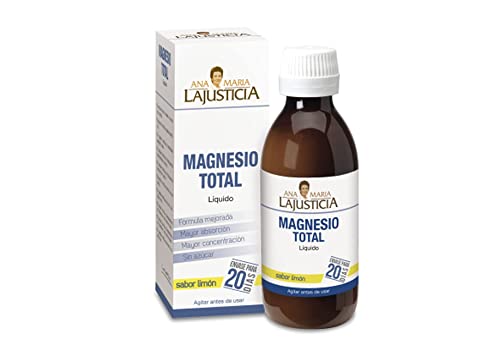 Ana Maria Lajusticia - Magnesio total – 200 ml (sabor limón). Disminuye la fatiga y mejora el funcionamiento del sistema nervioso. Apto para veganos. Envase para 20 días de tratamiento.