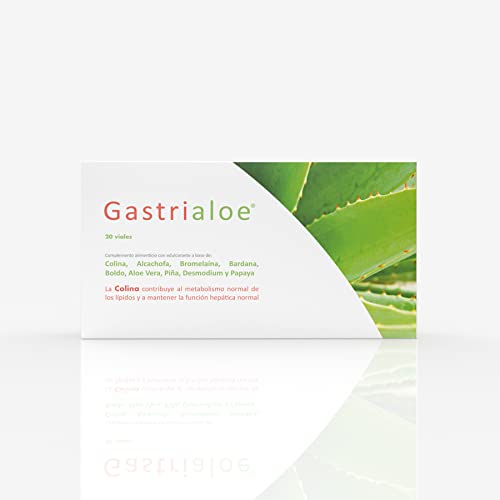 Gastrialoe Complemento Alimenticio a Base de Colina, Alcachofa, Bromelaína, Bardana, Boldo y Aloe Vera - Paquete de 20 x 10 ml - Total: 200 ml