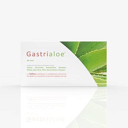 Gastrialoe Complemento Alimenticio a Base de Colina, Alcachofa, Bromelaína, Bardana, Boldo y Aloe Vera - Paquete de 20 x 10 ml - Total: 200 ml