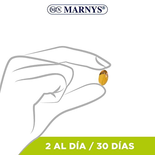 Tensiomar MARNYS, Para la tensión arterial, Favorece la Normal Función del Corazón, Cápsulas de Aceite de Espino Blanco, Olivo y Ajo, 60 Cápsulas