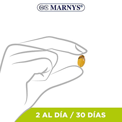 Tensiomar MARNYS, Para la tensión arterial, Favorece la Normal Función del Corazón, Cápsulas de Aceite de Espino Blanco, Olivo y Ajo, 60 Cápsulas