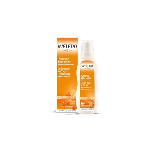 WELEDA Loción corporal orgánica rica en espino amarillo, revitalizante, proporciona una hidratación intensa durante hasta 48 horas para un cuidado rápido de la piel seca (1 x 200 ml)