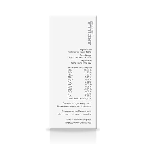 Soria Natural Arcilla blanca – Limpia en Profundidad – 100% de Pureza, Textura Fina, Origen Natural - Puede Utilizarse como Mascarilla Facial, Enjuague Bucal – Uso Interno y Externo – Bolsa de 250g.