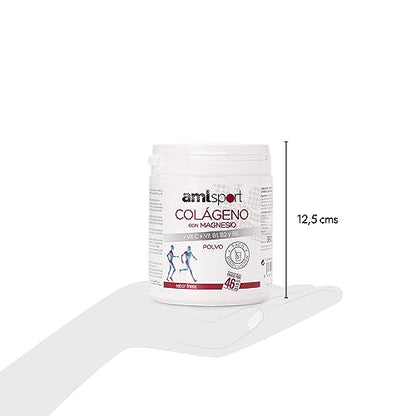 AMLsport, Colágeno con magnesio + vit c, b1, b2 y b6, Articulaciones fuertes, Regenerador de tejidos con colágeno hidrolizado tipo 1 y 2, Envase para 46 días, Sabor Fresa, 350 g (Paquete de 1)