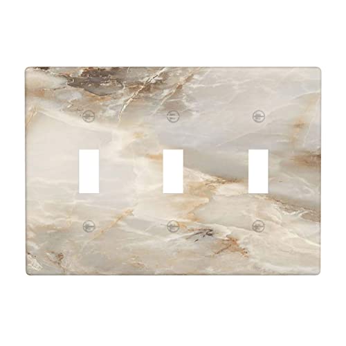 Beige Marble Light Switch Cover Decorative Wall plate Outlet Cover Receptacle Standard Size Unbreakable