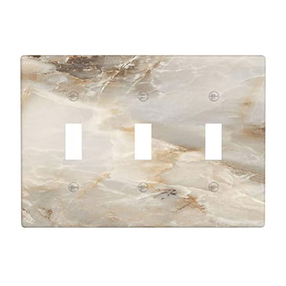 Beige Marble Light Switch Cover Decorative Wall plate Outlet Cover Receptacle Standard Size Unbreakable