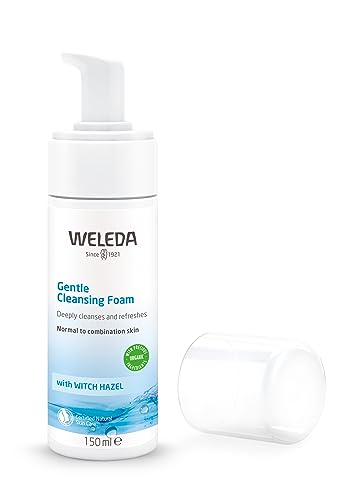 WELEDA Delicada espuma limpiadora, cosmética natural para limpieza profunda de poros para pieles normales y mixtas, espuma de cuidado contra la piel impura en la cara (1 x 150 ml)